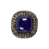 A TANZANITE, DIAMOND AND BLACK