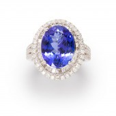 A TANZANITE, DIAMOND AND EIGHT