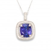 A TANZANITE, DIAMOND AND FOURT