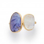 A TANZANITE, MOONSTONE AND EIG