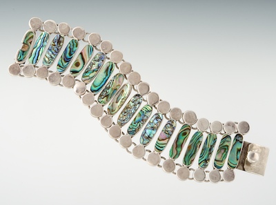 A Taxco Silver and Shell Bracelet