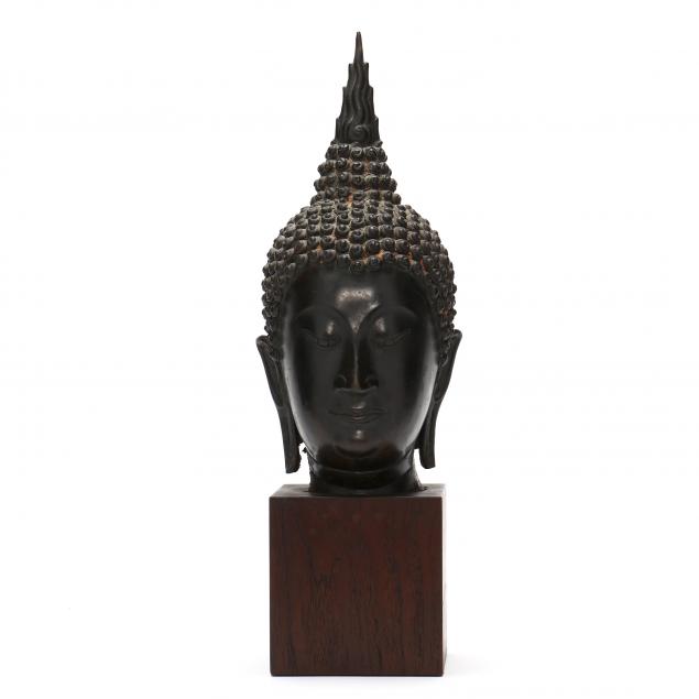 A THAI BRONZE BUDDHA HEAD  Likely