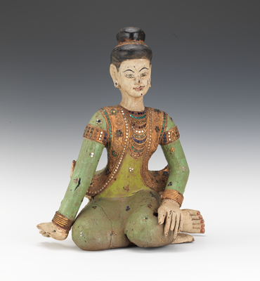 A Thai Carved Wood Figure of a