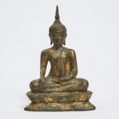 A Thai Gilt Bronze Seated Budd