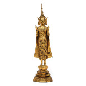 A THAI GILT BRONZE STANDING BU