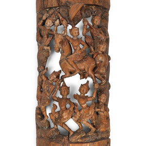 A Thai Pierce-Carved Wood Panel