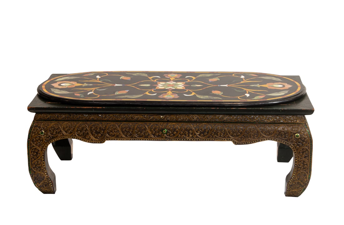 A THAI POLYCHROME LACQUERED ROUND
