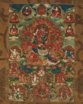 A THANGKA LIKELY DEPICTING A B