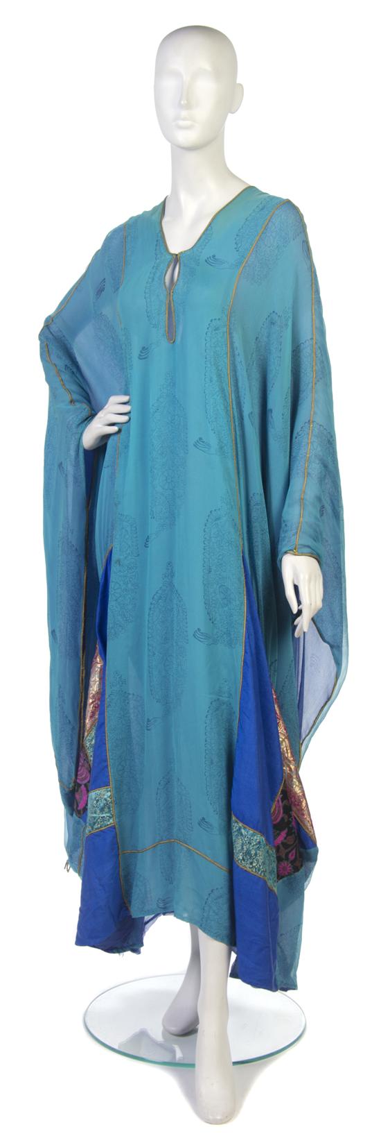 A Thea Porter Turquoise Silk