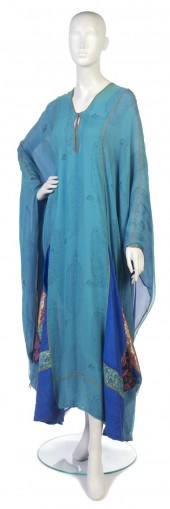 A Thea Porter Turquoise Silk C