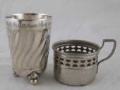 A three footed silver plated '