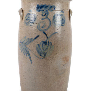 A Three-Gallon Stoneware Crock with