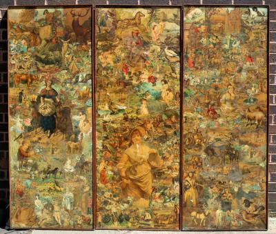 A three-panel two-fold screen, with