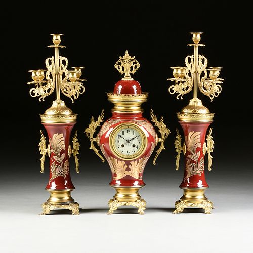 A THREE PIECE CONTINENTAL GILT