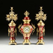 A THREE PIECE CONTINENTAL GILT