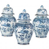 A Three Piece Delftware Garnit