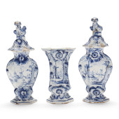 A THREE PIECE DUTCH DELFT GARN
