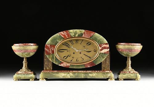 A THREE PIECE FRENCH ART DECO