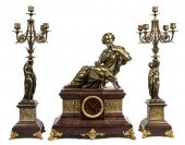 A Three-Piece Gilt Bronze and
