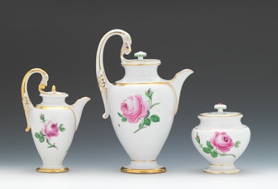 A Three Piece Meissen Coffee Set