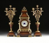 A THREE PIECE NEO-GOTHIC GILT