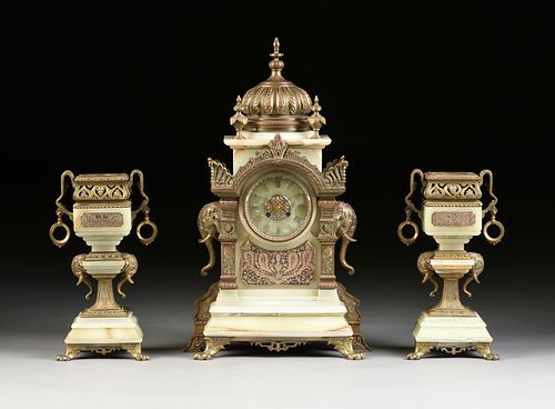 A THREE PIECE ORIENTALIST BRONZE
