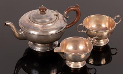 A three-piece silver tea service,