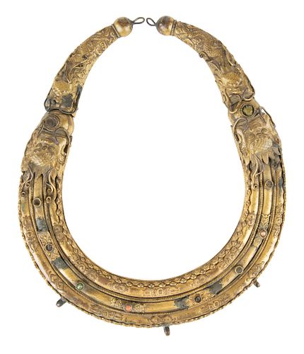 A TIBETAN BRASS CIRCULAR CEREMONIAL