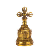 A TIBETAN BRONZE-GILT GHANTA<b