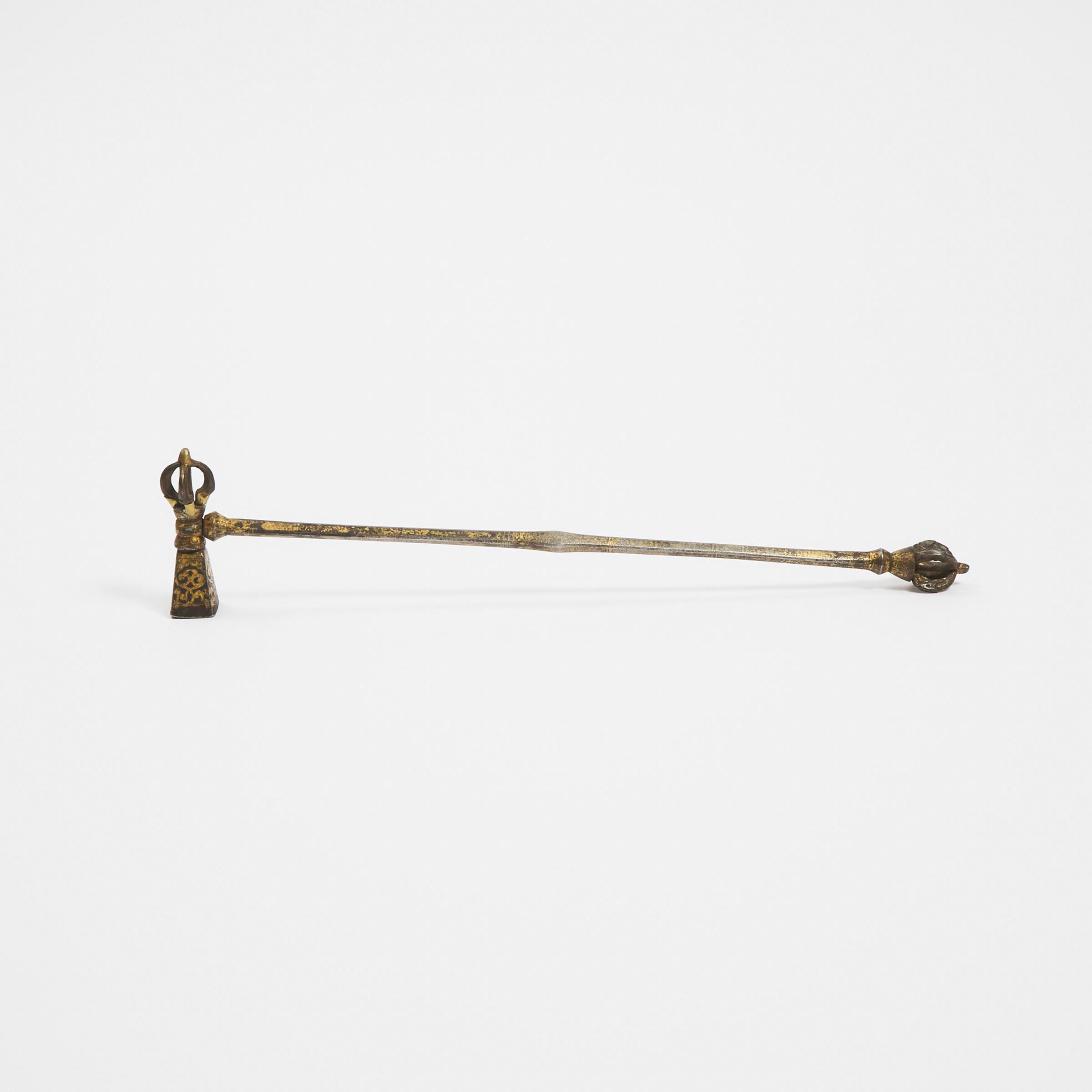A Tibetan Gilt-Damascened Iron