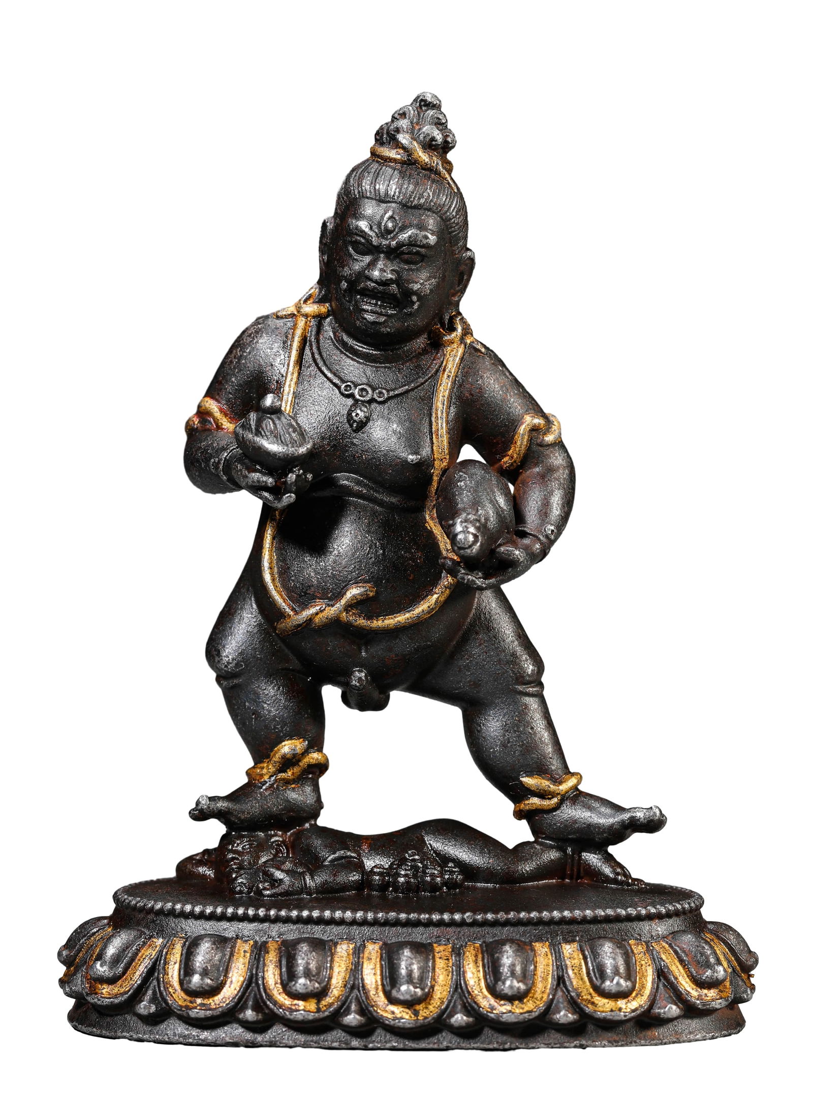 A TIBETAN IRON-CUT GOLD AND BLACK