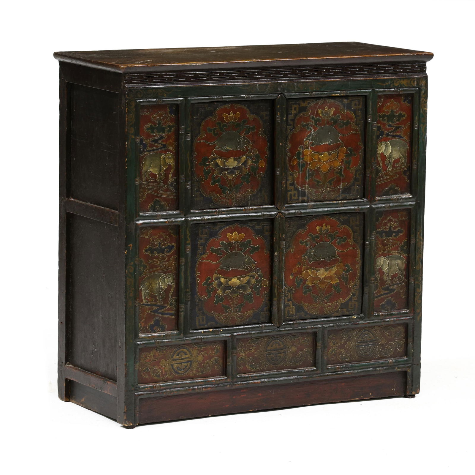 A TIBETAN PAINT DECORATED STORAGE