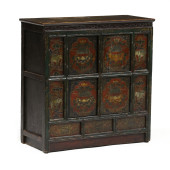 A TIBETAN PAINT DECORATED STOR