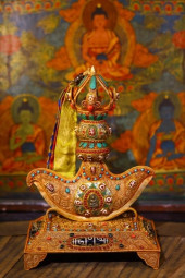 A TIBETAN SILVER CLOISONNÉ VAJ