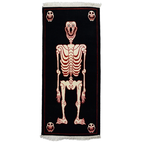 A Tibetan skeleton rug, 145cm x
