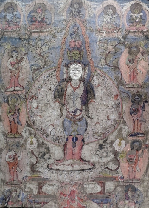A Tibetan tanka painted in