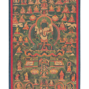 A Tibetan Thangka depicted a