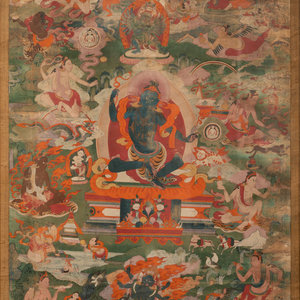 A Tibetan Thangka depicting a deity