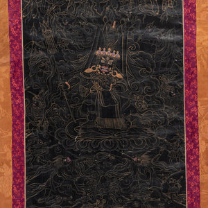 A Tibetan Thangka of Jambhala the