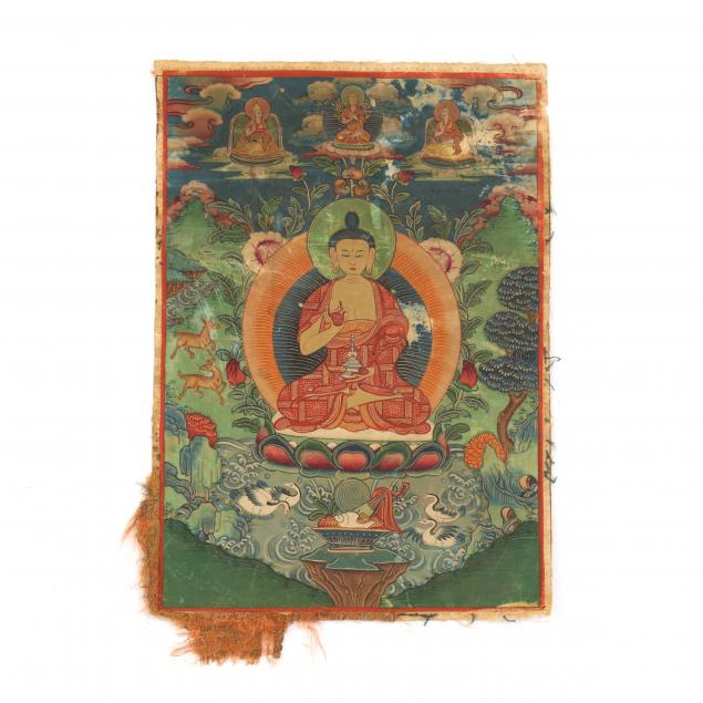 A TIBETAN THANGKA OF MAITREYA