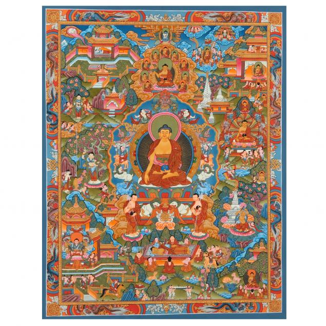 A TIBETAN THANGKA OF SHAKYAMUNI
