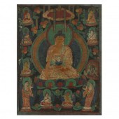 A TIBETAN THANGKA OF SHAKYAMUN