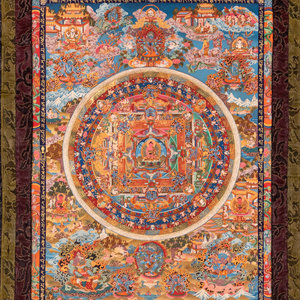A Tibetan Thangka painted to depict