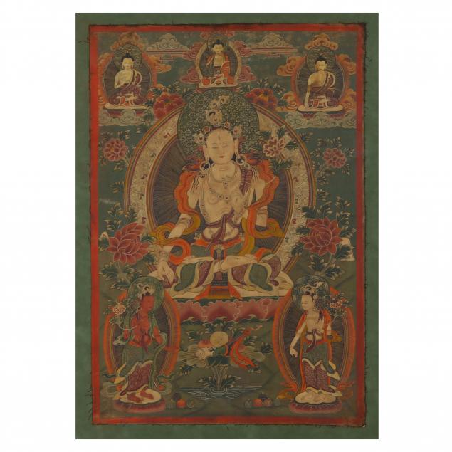 A TIBETAN THANGKA PAINTING OF WHITE