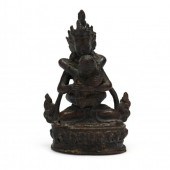 A TIBETAN YAB YUM BRONZE SCULP