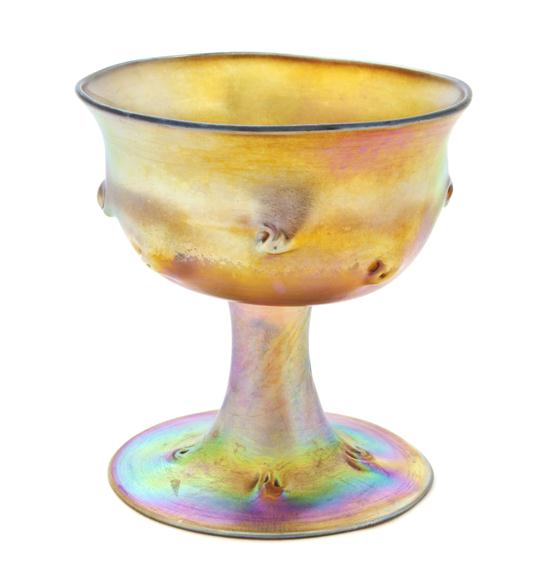 A Tiffany Gold Favrile Glass Goblet