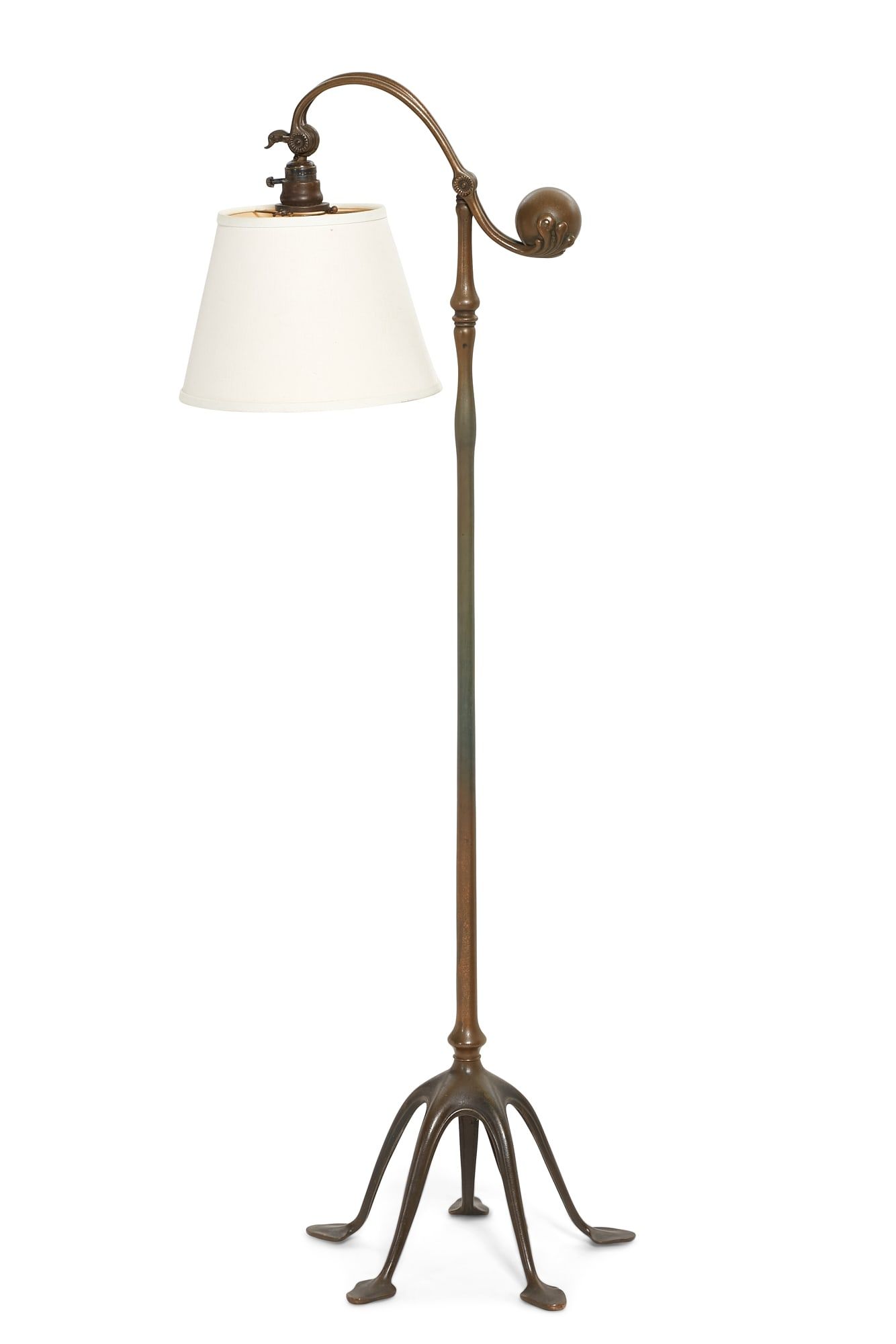 A TIFFANY STUDIOS BRONZE FLOOR LAMP