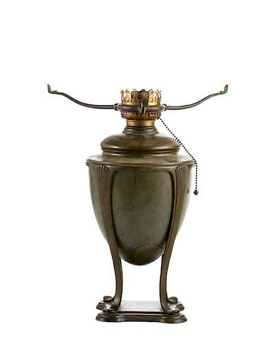 A TIFFANY STUDIOS BRONZE OIL LAMP