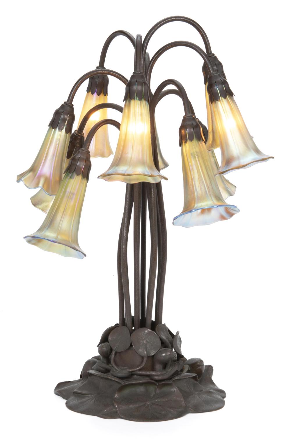 A TIFFANY STUDIOS TEN-LIGHT LILY