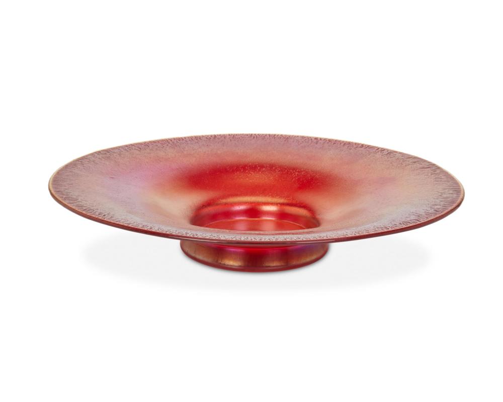 A TIFFANY-STYLE ART GLASS FOOTED